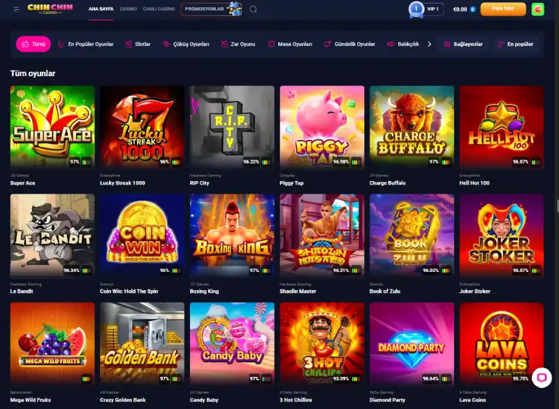 Chinchincasino games